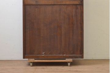 和製ビンテージ　特注品　松本民芸家具　G-1型面取食器棚　天板リメイク　落ち着きのある洗練された佇まいが魅力のサイドキャビネット(カップボード、収納棚、戸棚、キャビネット、本箱、ヴィンテージ)(R-083333)