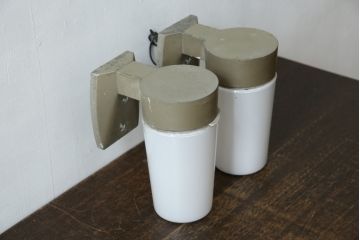和製ビンテージ　昭和モダンを感じる、直線美のレトロな壁掛け照明2個セット(ウォールランプ、ウォールライト、壁付け照明、ヴィンテージ)(R-083334)