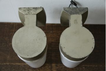 和製ビンテージ　昭和モダンを感じる、直線美のレトロな壁掛け照明2個セット(ウォールランプ、ウォールライト、壁付け照明、ヴィンテージ)(R-083334)
