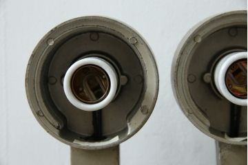 和製ビンテージ　昭和モダンを感じる、直線美のレトロな壁掛け照明2個セット(ウォールランプ、ウォールライト、壁付け照明、ヴィンテージ)(R-083334)
