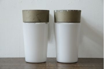 和製ビンテージ　昭和モダンを感じる、直線美のレトロな壁掛け照明2個セット(ウォールランプ、ウォールライト、壁付け照明、ヴィンテージ)(R-083335)