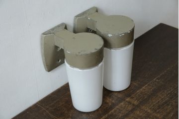 和製ビンテージ　昭和モダンを感じる、直線美のレトロな壁掛け照明2個セット(ウォールランプ、ウォールライト、壁付け照明、ヴィンテージ)(R-083335)