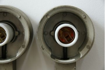 和製ビンテージ　昭和モダンを感じる、直線美のレトロな壁掛け照明2個セット(ウォールランプ、ウォールライト、壁付け照明、ヴィンテージ)(R-083335)