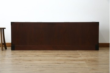 中古　美品!!　希少　仙台箪笥　特注モデル!!　和の空間を格上げする布目塗り仕上げのローチェスト　定価約80万円相当　(R-083345)