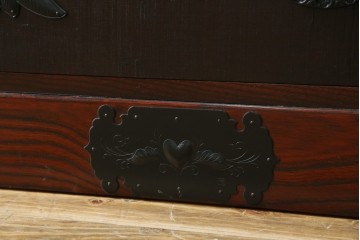 中古　美品!!　希少　仙台箪笥　特注モデル!!　和の空間を格上げする布目塗り仕上げのローチェスト　定価約80万円相当　(R-083345)