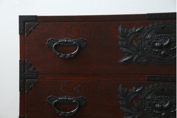 中古　美品　欅産業　凝ったつくりの大振りの金具が目を惹く仙台箪笥サイドボード　(R-083346)