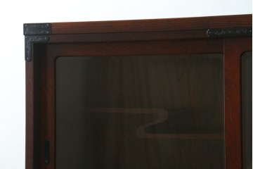 中古　美品　仙台民芸箪笥(仙台箪笥)　欅産業　拭き漆塗り　華やかな金具の茶箪笥　(R-083348)
