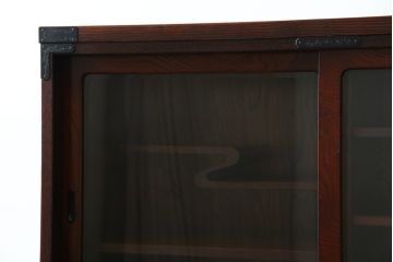 中古　美品　仙台民芸箪笥(仙台箪笥)　欅産業　拭き漆塗り　華やかな金具の茶箪笥(茶棚、飾り棚、戸棚、収納棚)(R-083348)