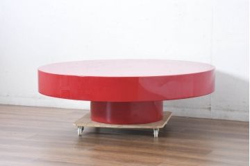 イタリアビンテージ　高級品!!　激レア　希少　日本ではまず見かけない!!　Willy Rizzo(ウィリー リッツオ)　ミッドセンチュリーの美学とモダンで洗練されたデザインが絶妙に融合したイタリアンコーヒーテーブル(円卓、ラウンドテーブル、センターテーブル、ローテーブル、リビングテーブル、ヴィンテージ)(R-083350)