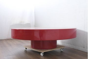 イタリアビンテージ　高級品!!　激レア　希少　日本ではまず見かけない!!　Willy Rizzo(ウィリー リッツオ)　ミッドセンチュリーの美学とモダンで洗練されたデザインが絶妙に融合したイタリアンコーヒーテーブル(円卓、ラウンドテーブル、センターテーブル、ローテーブル、リビングテーブル、ヴィンテージ)(R-083350)