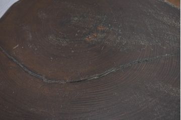 和製ビンテージ　小振りサイズ　欅(ケヤキ)材　輪切り一枚板の座卓(ローテーブル、センターテーブル、リビングテーブル、ヴィンテージ)(R-083351)