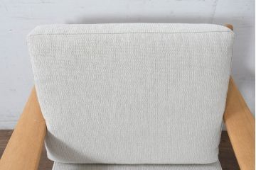 中古　美品　HAMAMOTO(浜本工芸)　ナラ材　和・洋どちらの空間にも取り入れやすい回転リビングチェア(イージーチェア、ダイニングチェア、回転ソファ、アームチェア、回転椅子、イス、回転チェア)(定価約12万円)(R-083353)
