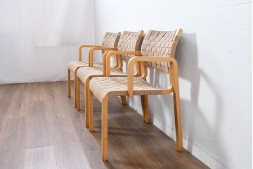 中古　arflex(アルフレックス)　NT SLIM(エヌティースリム)　アームチェア3脚セット(ダイニングチェア、椅子、イス、バラ売り可能)(定価3脚で約22万8千円)(R-083355)