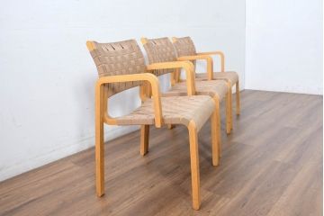 中古　arflex(アルフレックス)　NT SLIM(エヌティースリム)　アームチェア3脚セット(ダイニングチェア、椅子、イス、バラ売り可能)(定価3脚で約22万8千円)(R-083355)