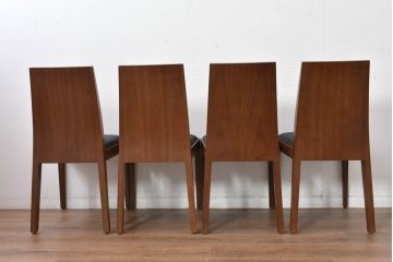 中古　希少な廃番品　アルモニア(Armonia)　ウォールナット材　すっきりとしたデザインのモダンなダイニングチェア4脚セット(椅子、イス、バラ売り可能)(R-083356)