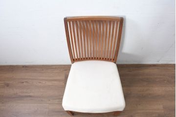 中古　美品　BC工房　ウォールナット材　本革　温かみと高級感を兼ね備えたレザーチェア1脚(ダイニングチェア、椅子、イス)(定価約11万円)(R-083357)