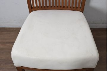 中古　美品　BC工房　ウォールナット材　本革　温かみと高級感を兼ね備えたレザーチェア1脚(ダイニングチェア、椅子、イス)(定価約11万円)(R-083357)