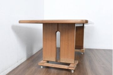 和製ビンテージ　チーク材　百貨店別注　北欧デザイン　存在感が目を惹くダイニングテーブル(食卓、作業台、4人掛け、6人掛け、4人用、6人用、ヴィンテージ)(R-083362)