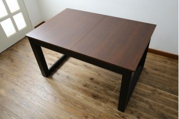 中古　ARMONIA(アルモニア)　ウォールナット天板の上質な風合いと直線的で洗練されたモダンデザインが魅力のエクステンションテーブル(エクステンションダイニングテーブル、伸長式テーブル、拡張式テーブル、食卓、4人掛け、6人掛け、4人用、6人用)(R-083363)