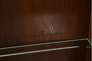 アメリカビンテージ　老舗工房　Jasper Cabinet(ジャスパーキャビネット)社　クラッシックデザインの小振りなビューローブックケース(ライディングビューロー、ライティングデスク、机、ワークデスク、本箱、本棚、飾り棚、収納棚、戸棚、引き出し、在宅用、在宅ワーク用、簿記机、ヴィンテージ)(R-083374)