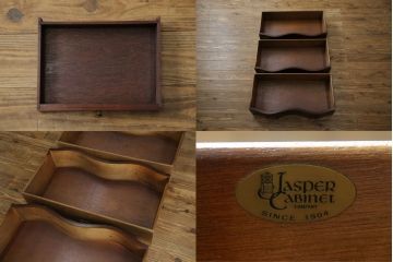 アメリカビンテージ　老舗工房　Jasper Cabinet(ジャスパーキャビネット)社　クラッシックデザインの小振りなビューローブックケース(ライディングビューロー、ライティングデスク、机、ワークデスク、本箱、本棚、飾り棚、収納棚、戸棚、引き出し、在宅用、在宅ワーク用、簿記机、ヴィンテージ)(R-083374)