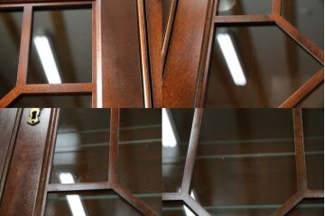 アメリカビンテージ　老舗工房　Jasper Cabinet(ジャスパーキャビネット)社　クラッシックデザインの小振りなビューローブックケース(ライディングビューロー、ライティングデスク、机、ワークデスク、本箱、本棚、飾り棚、収納棚、戸棚、引き出し、在宅用、在宅ワーク用、簿記机、ヴィンテージ)(R-083374)