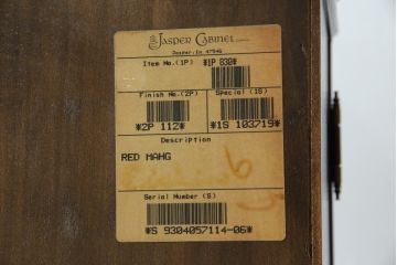 アメリカビンテージ　老舗工房　Jasper Cabinet(ジャスパーキャビネット)社　クラッシックデザインの小振りなビューローブックケース(ライディングビューロー、ライティングデスク、机、ワークデスク、本箱、本棚、飾り棚、収納棚、戸棚、引き出し、在宅用、在宅ワーク用、簿記机、ヴィンテージ)(R-083374)
