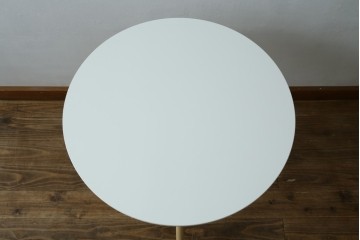 新古　未使用展示品　超美品　イタリア　マジス(MAGIS)　ナチュラルウッド×ホワイトの洗練された配色が魅力の昇降式丸テーブル　(R-083390)