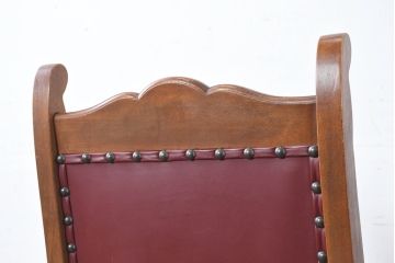 中古　横浜クラシック家具　ダニエル(daniel)　ミッシェル(Michel)サイドチェア　A-504　本革(レザー)　格式ある佇まいが置くだけで絵になるダイニングチェア(ろくろ脚、椅子、イス)(R-083391)