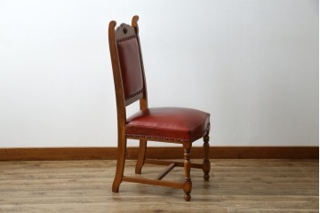 中古　横浜クラシック家具　ダニエル(daniel)　ミッシェル(Michel)サイドチェア　A-504　本革(レザー)　格式ある佇まいが置くだけで絵になるダイニングチェア　(R-083391)