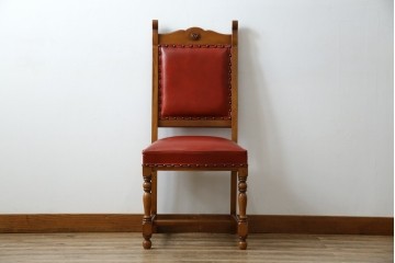 中古　横浜クラシック家具　ダニエル(daniel)　ミッシェル(Michel)サイドチェア　A-504　本革(レザー)　格式ある佇まいが置くだけで絵になるダイニングチェア　(R-083391)