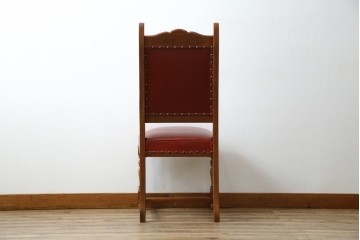 中古　横浜クラシック家具　ダニエル(daniel)　ミッシェル(Michel)サイドチェア　A-504　本革(レザー)　格式ある佇まいが置くだけで絵になるダイニングチェア　(R-083391)