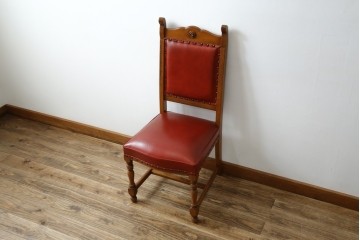 中古　横浜クラシック家具　ダニエル(daniel)　ミッシェル(Michel)サイドチェア　A-504　本革(レザー)　格式ある佇まいが置くだけで絵になるダイニングチェア　(R-083391)