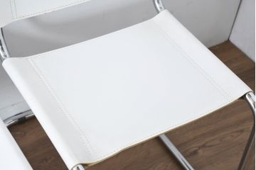 中古　美品　高級リプロダクト品　スティールライン(steelline)社製　マルト・スタムデザイン　S33　モダンで無駄のないフォルムが魅力のカンティレバーチェア4脚セット(本革チェア、ダイニングチェア、アームレスチェア、椅子、イス、バラ売り可能)(定価4脚で約42万円)(R-083393)