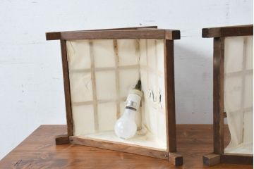 和製ビンテージ　希少デザイン　和風デザイン　三角　和の雰囲気を高める木製ペンダント照明2個セット(天井照明、シェード、吊り下げ照明、ペンダントライト、電笠、ヴィンテージ)(R-083402)