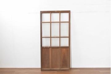 ヴィンテージ建具　昭和中期　デザインガラス入りのレトロなガラス扉1枚　(R-083405)