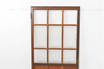 ヴィンテージ建具　昭和中期　デザインガラス入りのレトロなガラス扉1枚　(R-083405)