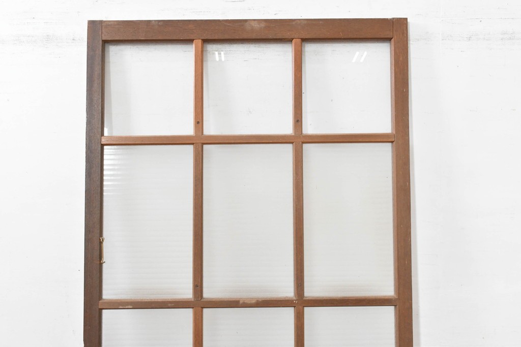 ヴィンテージ建具　昭和中期　デザインガラス入りのレトロなガラス扉1枚　(R-083405)