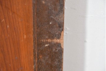 ヴィンテージ建具　昭和中期　デザインガラス入りのレトロなガラス扉1枚　(R-083405)