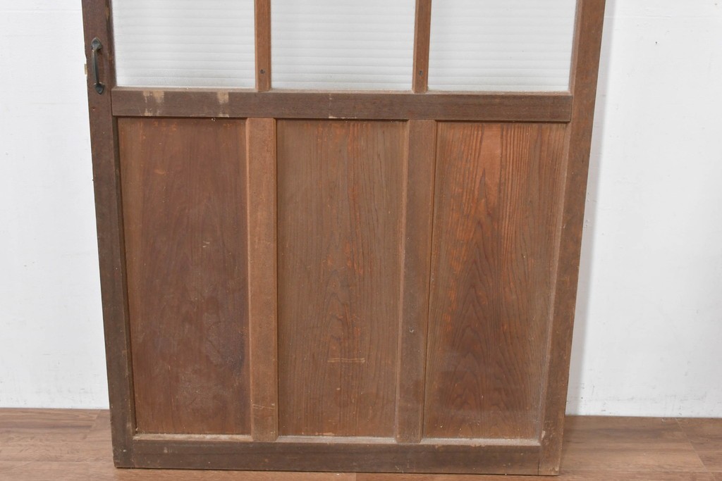 ヴィンテージ建具　昭和中期　デザインガラス入りのレトロなガラス扉1枚　(R-083405)