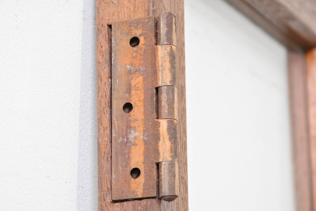 ヴィンテージ建具　昭和中期　デザインガラス入りのレトロなガラス扉1枚　(R-083405)