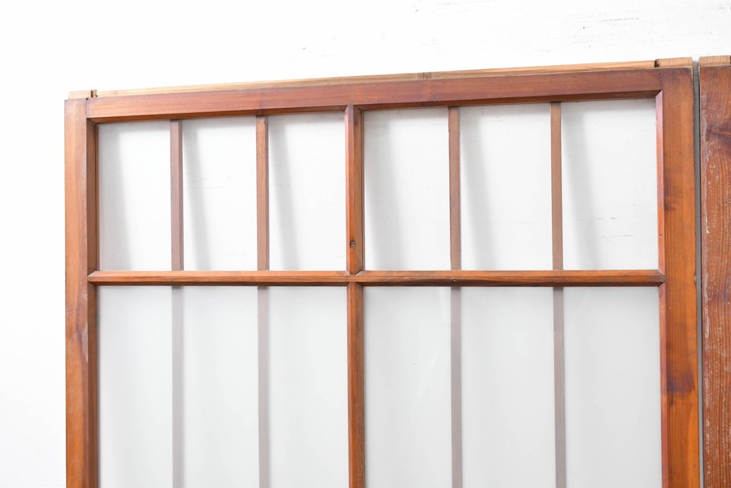 ヴィンテージ建具　昭和中期　和の雰囲気を引き立てるガラス戸2枚セット　(R-083406)