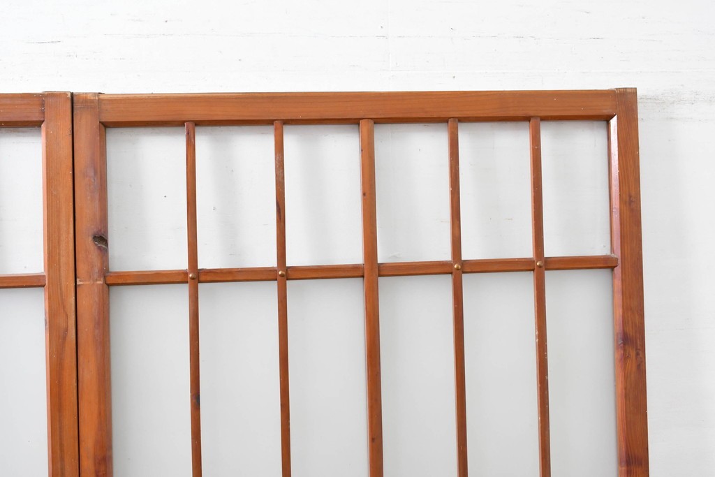 ヴィンテージ建具　昭和中期　和の雰囲気を引き立てるガラス戸2枚セット　(R-083406)