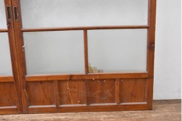 ヴィンテージ建具　昭和中期　和の雰囲気を引き立てるガラス戸2枚セット　(R-083406)