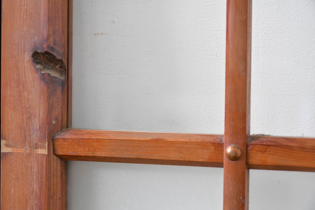 ヴィンテージ建具　昭和中期　和の雰囲気を引き立てるガラス戸2枚セット　(R-083406)