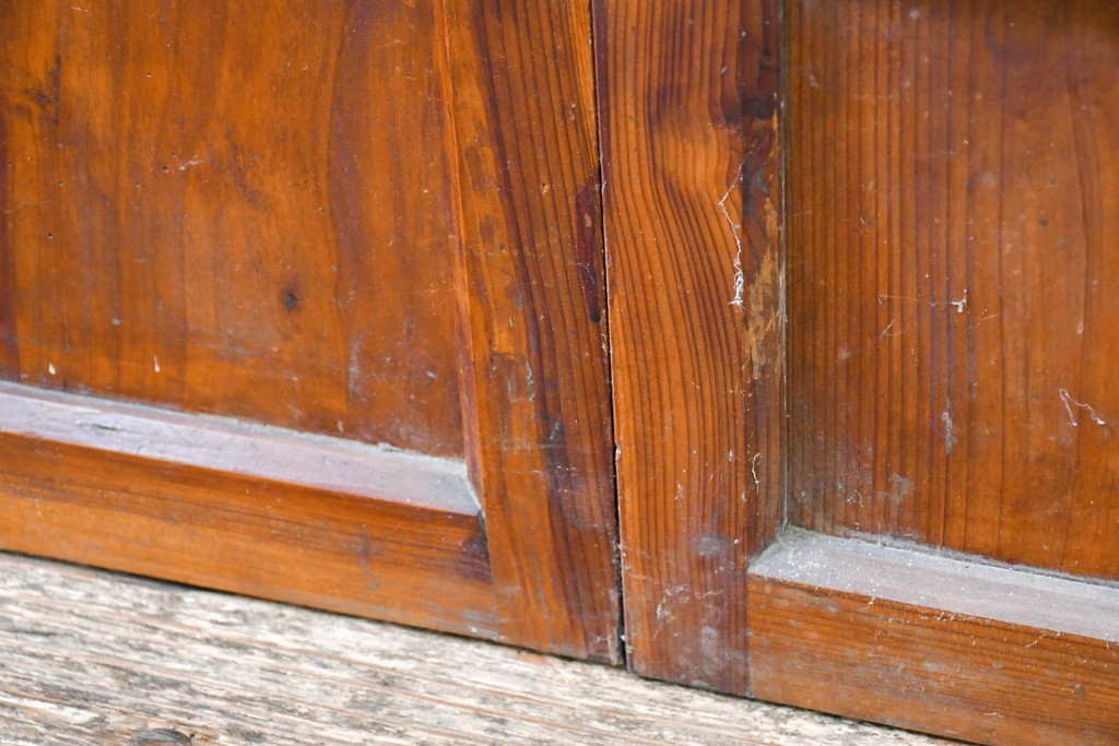 ヴィンテージ建具　昭和中期　和の雰囲気を引き立てるガラス戸2枚セット　(R-083406)