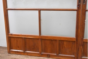 ヴィンテージ建具　昭和中期　和の雰囲気を引き立てるガラス戸2枚セット　(R-083406)