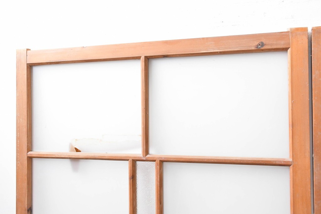 アンティーク建具　昭和初期　大正ロマンの雰囲気を高めるガラス戸3枚セット　(R-083407)