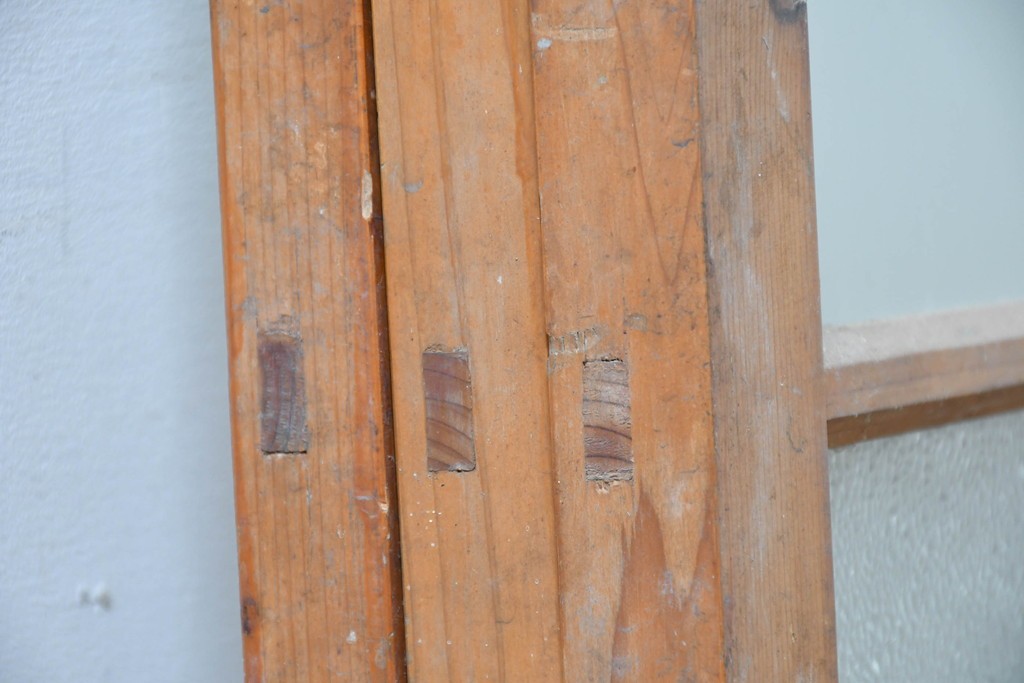 アンティーク建具　昭和初期　大正ロマンの雰囲気を高めるガラス戸3枚セット　(R-083407)