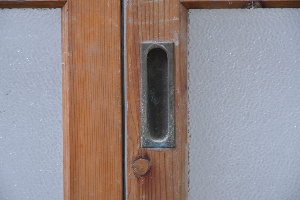 アンティーク建具　昭和初期　大正ロマンの雰囲気を高めるガラス戸3枚セット　(R-083407)